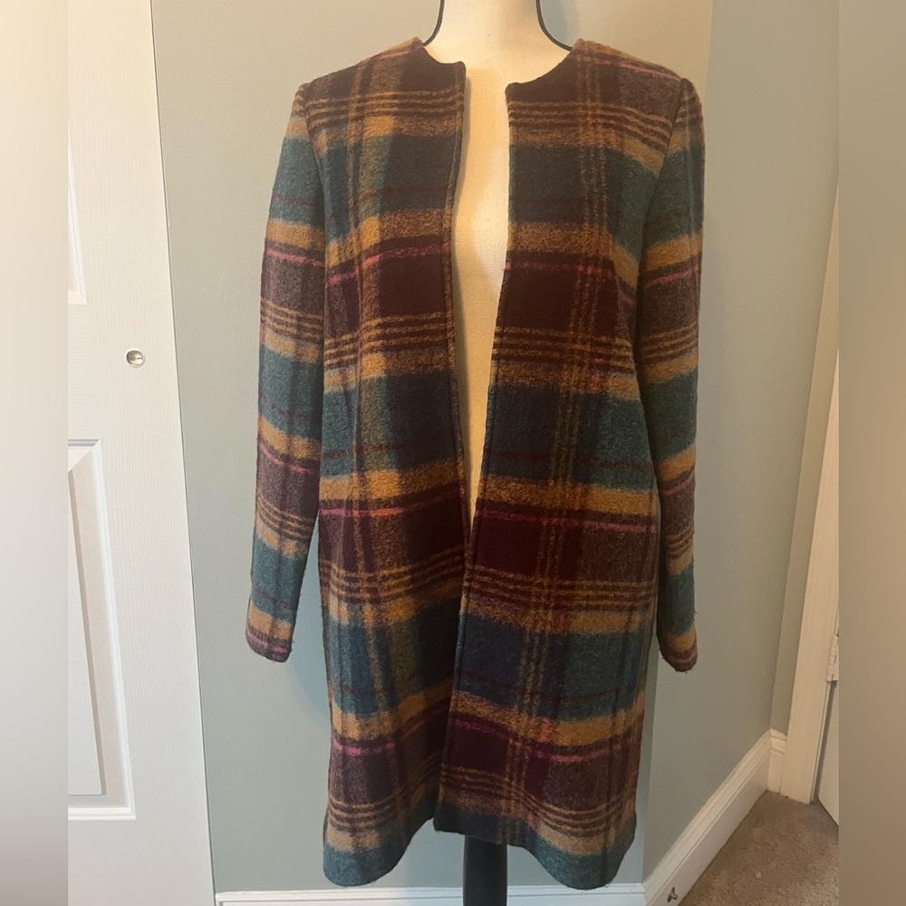 Rachel Zoe Wool Blend Open plaid jacket - Women's Size Small